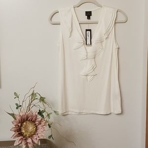Worthington sleeveless v neck ruffle blouse NWT